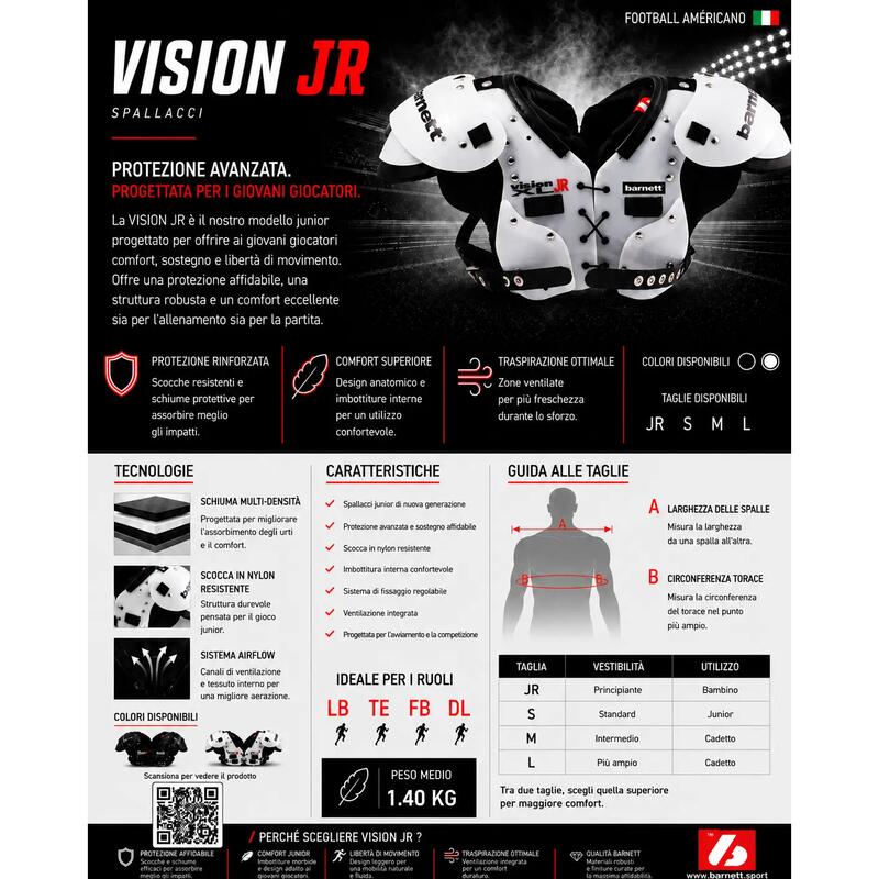 VISION JR Junior/cadet pentru umăr pentru fotbal american