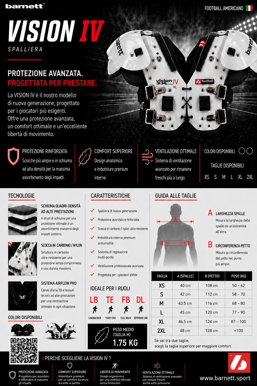 VISION IV leichtes American-Football-Schulterpolster, Schwarz 7/7