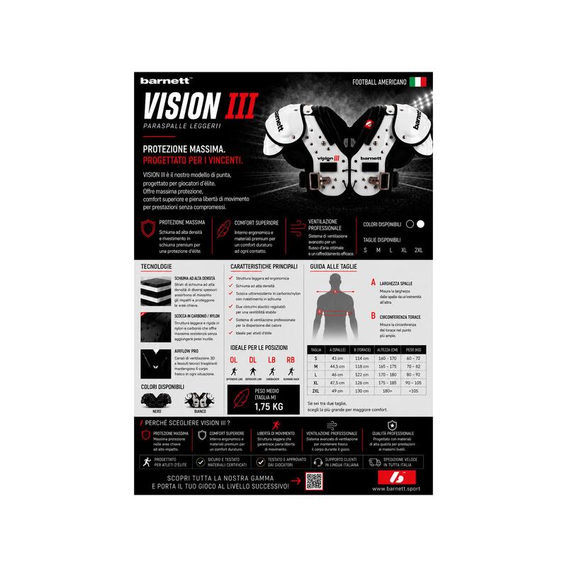 Umăr VISION III XL pentru fotbal american, negru
