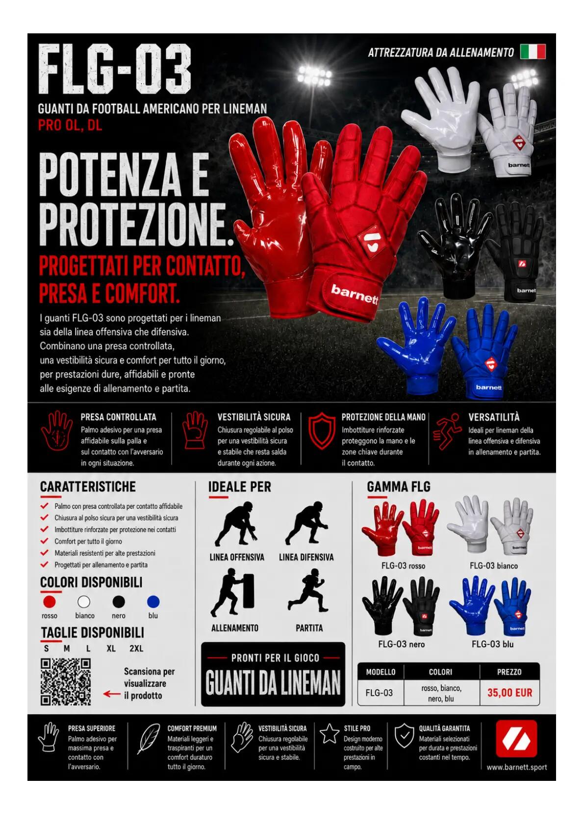 Pro Linemen American Football Handschuhe, OL,DL, Weiß FLG-03 4/6