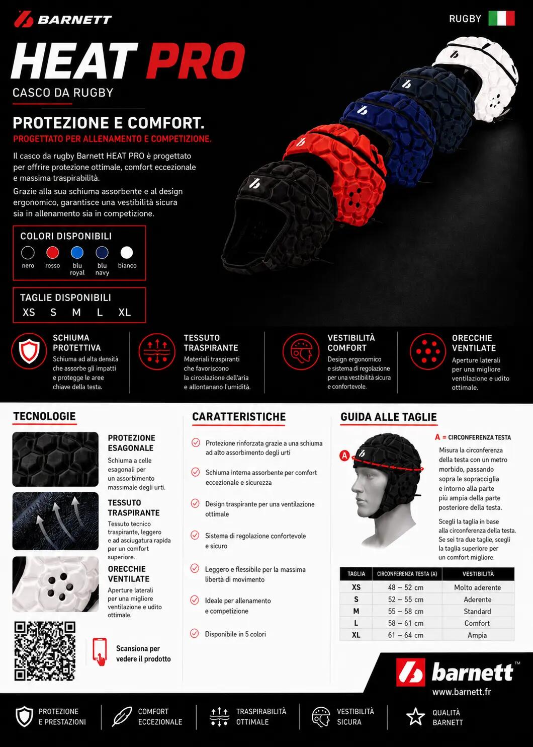 HEAT PRO Rouge Couvre-tête de compétition de flag football 5/7