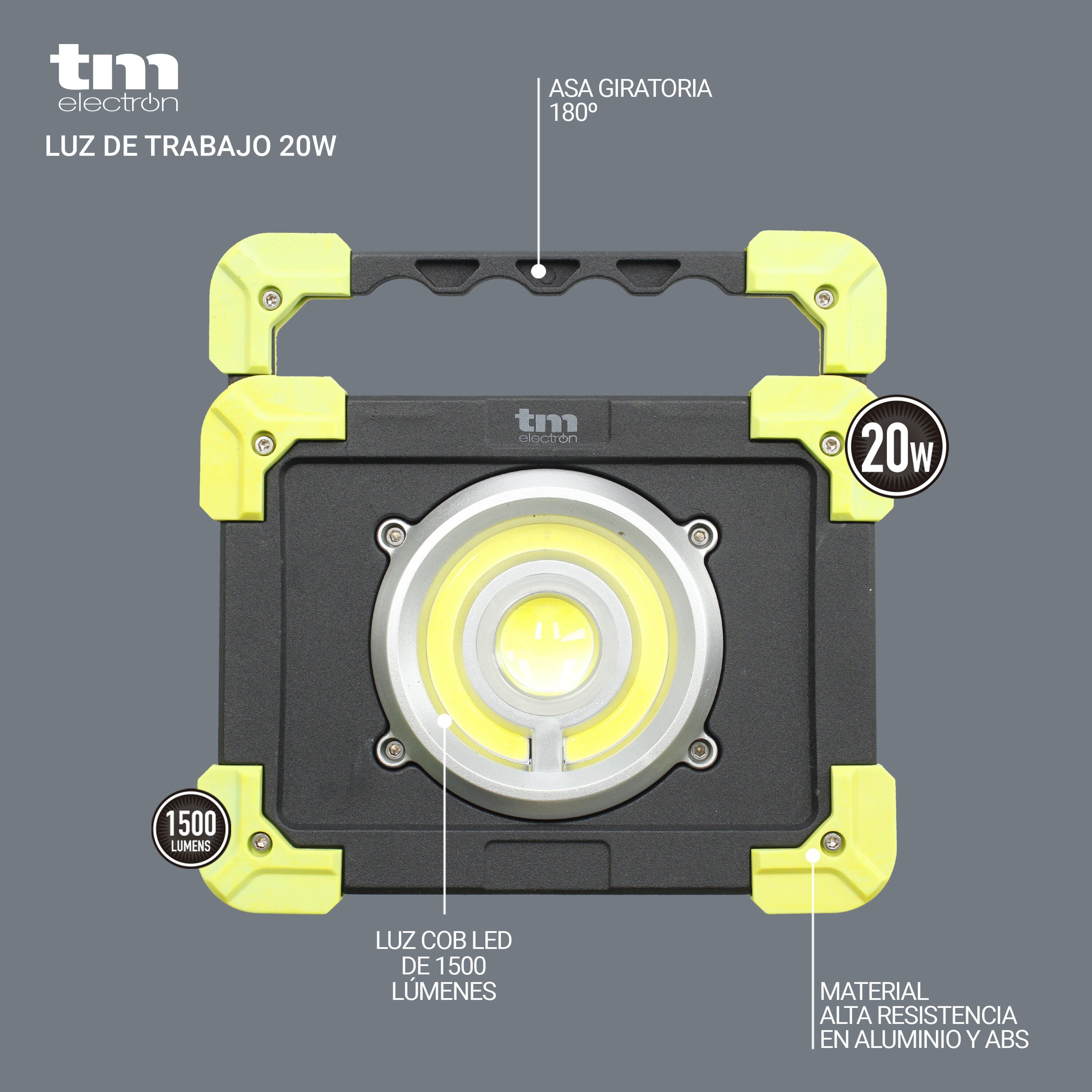 Linterna de trabajo TM ELECTRON 20W COB LED powerbank 2/5