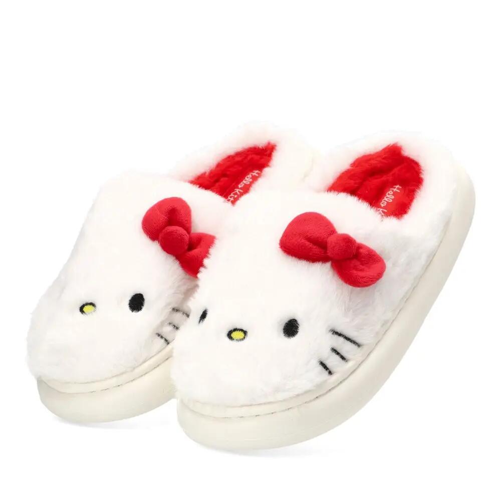 Pantoufles Hello Kitty à bout ouvert pour adultes, en polyester blanc 6/6