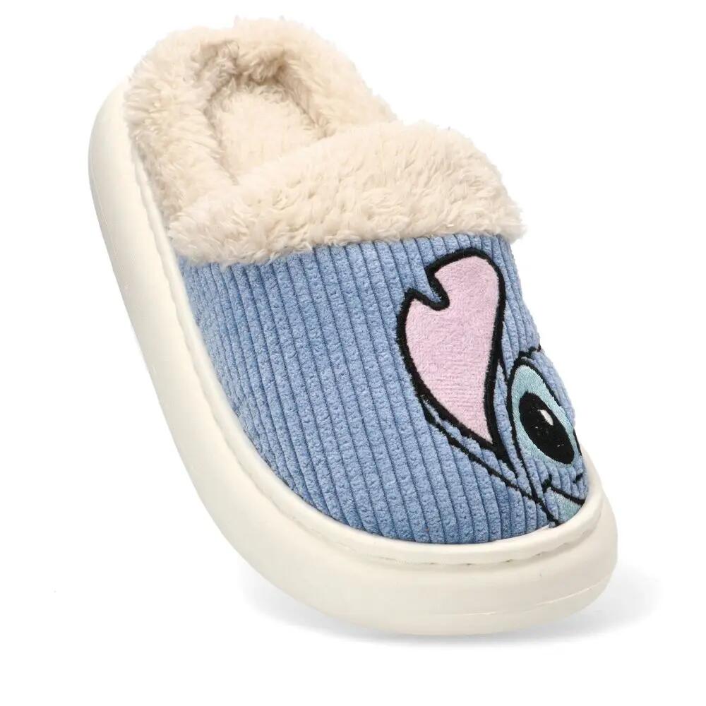 Pantoufles à bout ouvert Stitch pour adultes, en polyester antidérapant, bleues 1/7