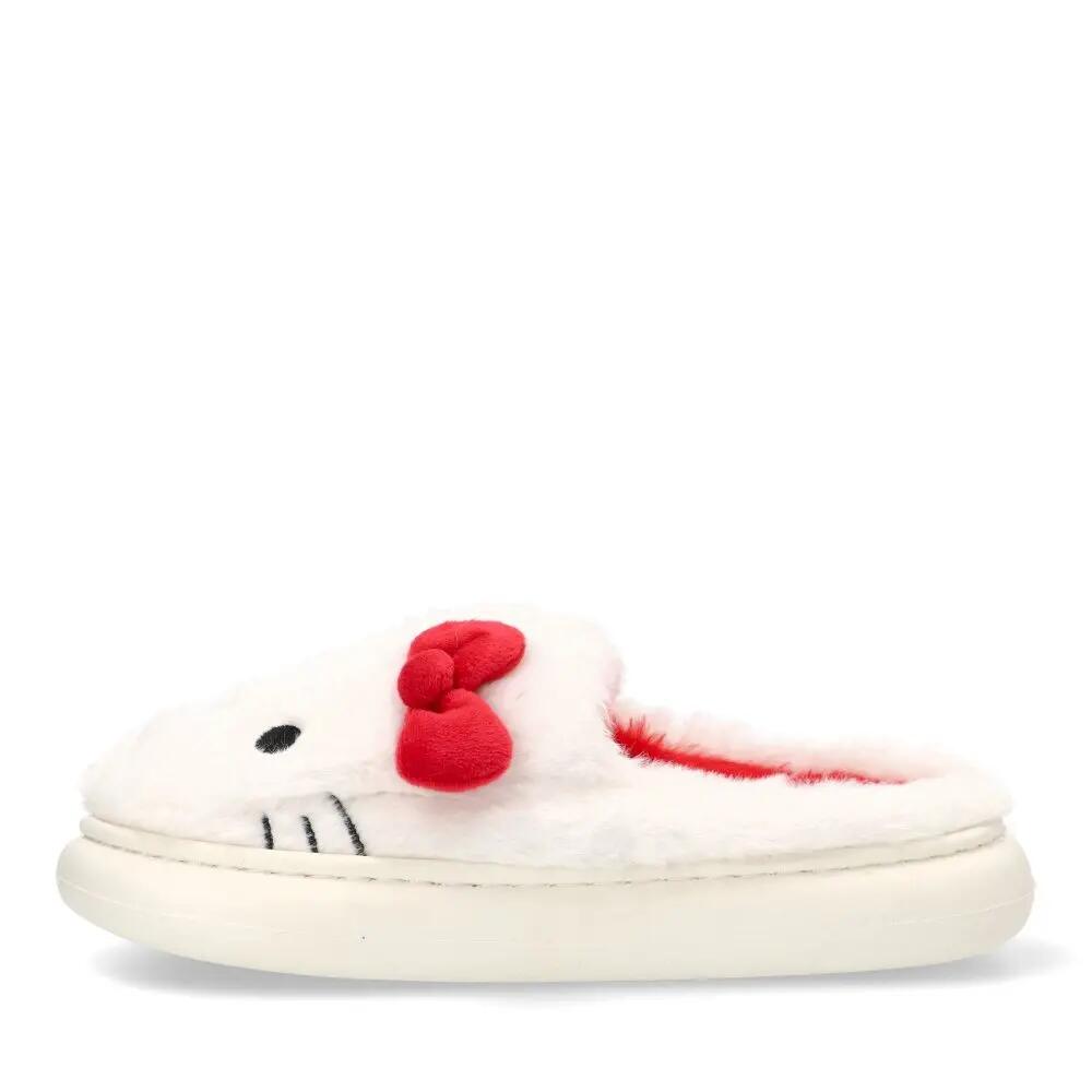 Pantoufles Hello Kitty à bout ouvert pour adultes, en polyester blanc 4/6
