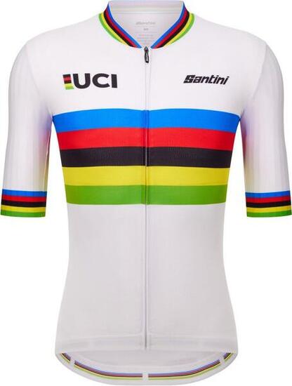 Maillot Manches Courtes Santini Champion du Monde UCI Blanc