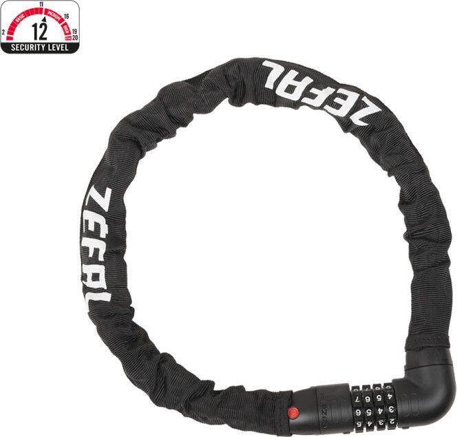 ANTIVOL VELO CHAINE A COMBINAISON ZEFAL M12 CODE DIAM 8mm L0.80M NOIR 2/5