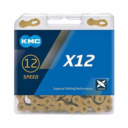 Chaine KMC X12 Ti-N 126 maillons 12V Or