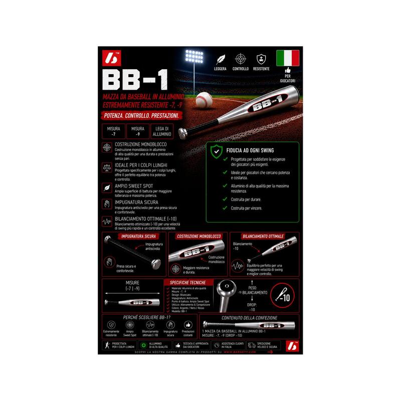  Bâtă de baseball din aluminiu BB-1 de 28 inchi