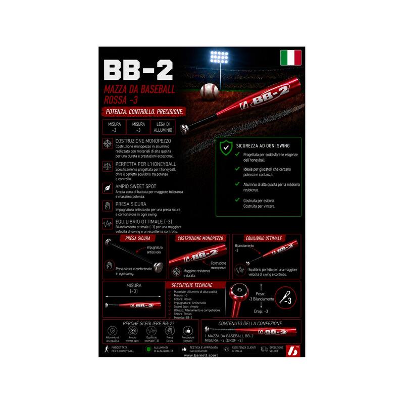 BB-2 baseball ütő piros 32"