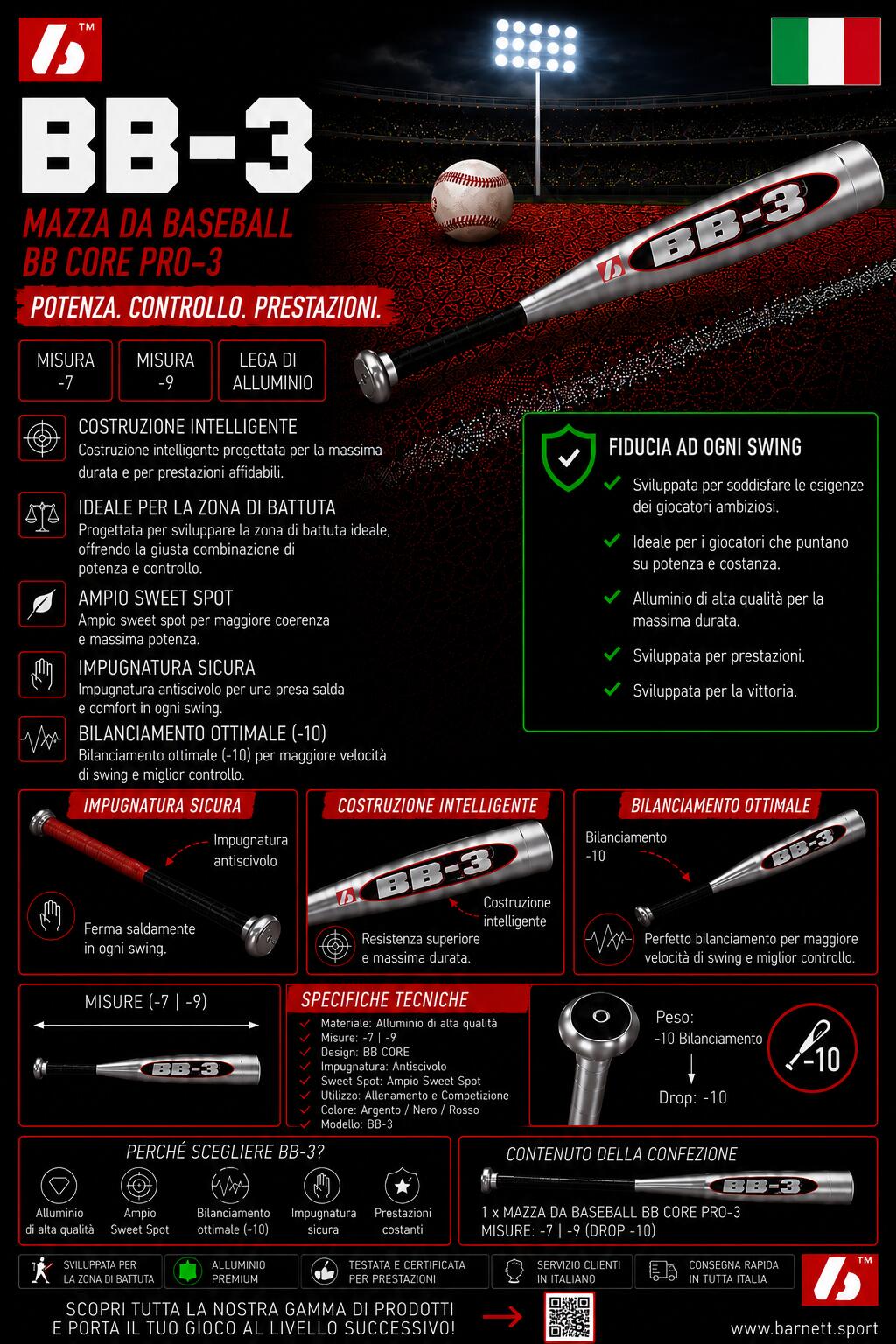 BB CORE BB-3 34" Pro Baseballschläger 6/7