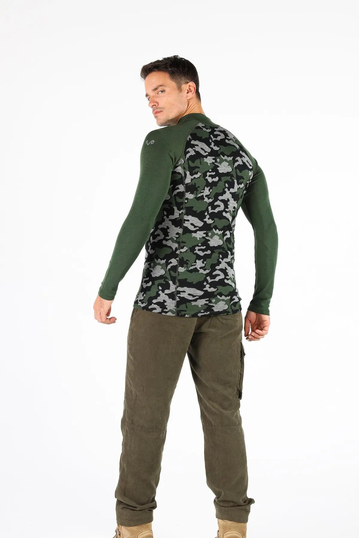 Bluza turystyczna męska Woolona Asker Zip  z długim rękawem 4/4