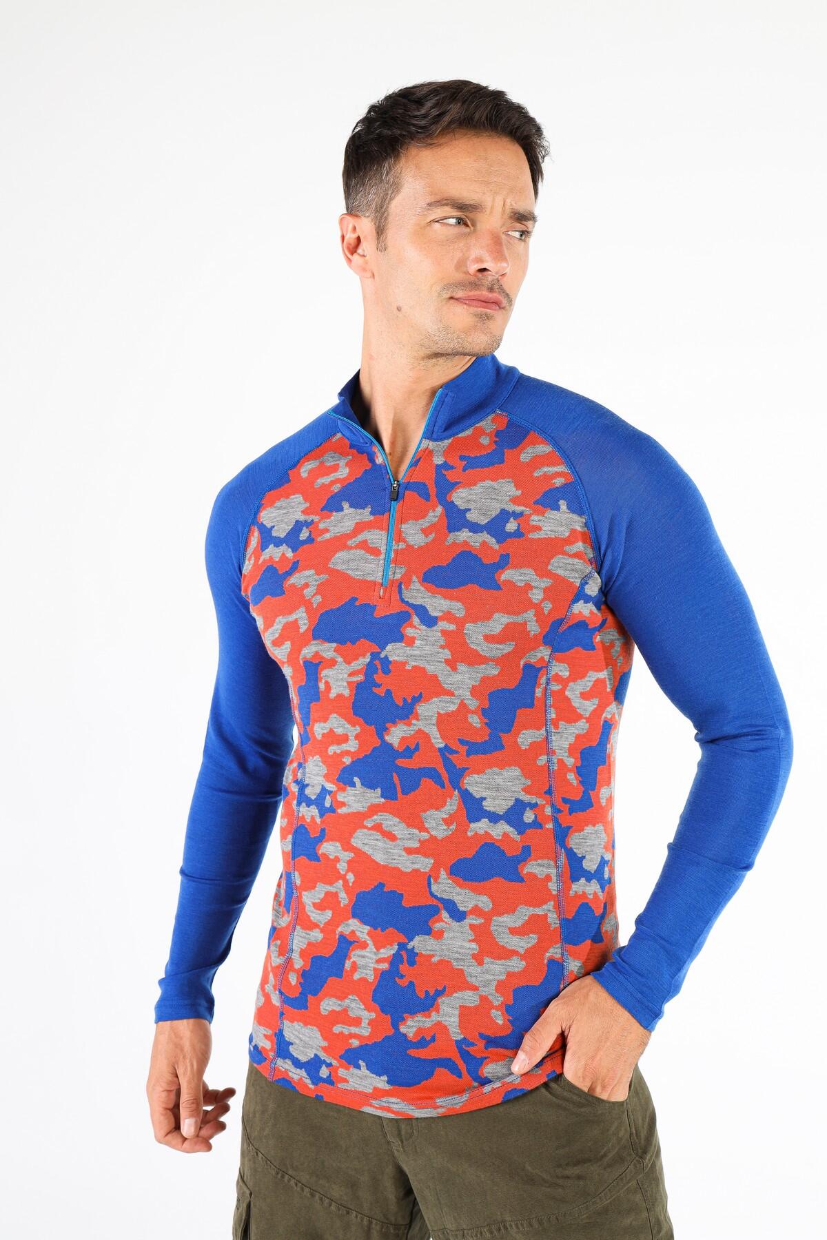 Bluza turystyczna męska Woolona Asker Zip  z długim rękawem 3/4