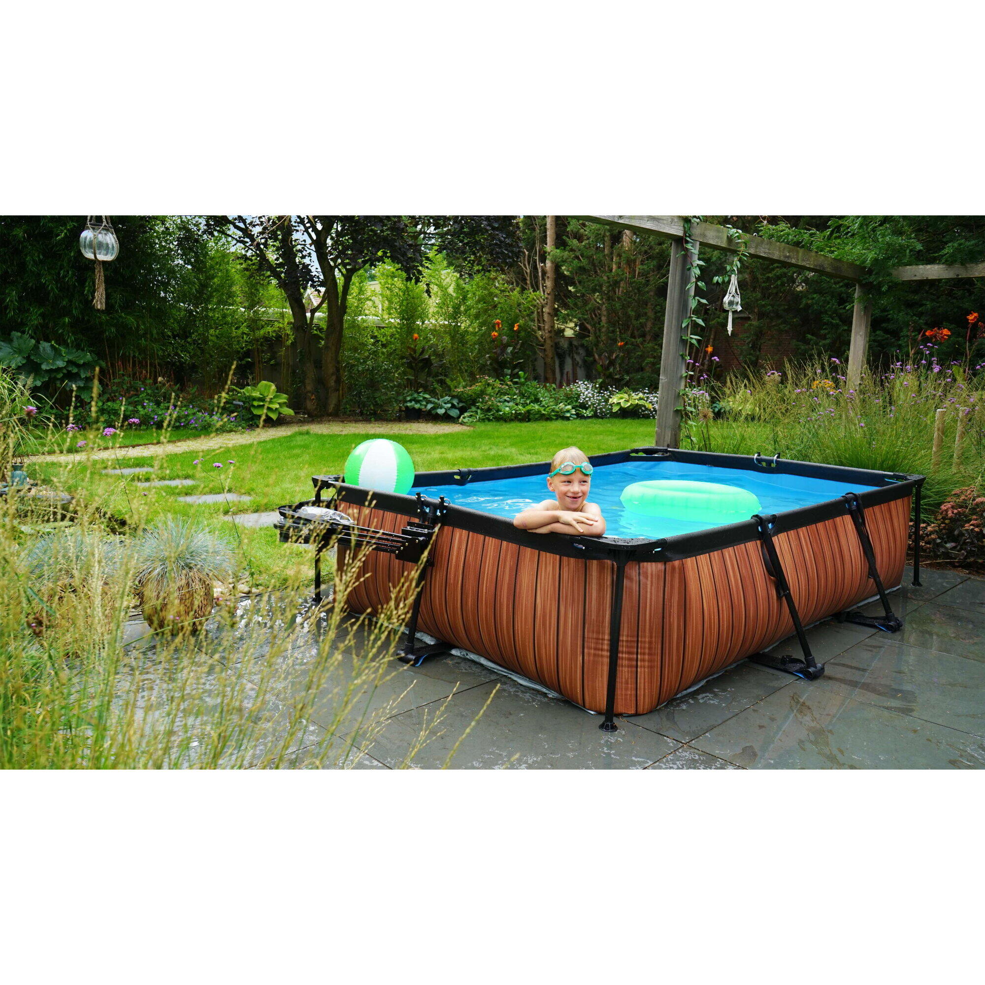 EXIT Wood Piscine 300x200x65cm avec pompe de filtration - brun 7/7