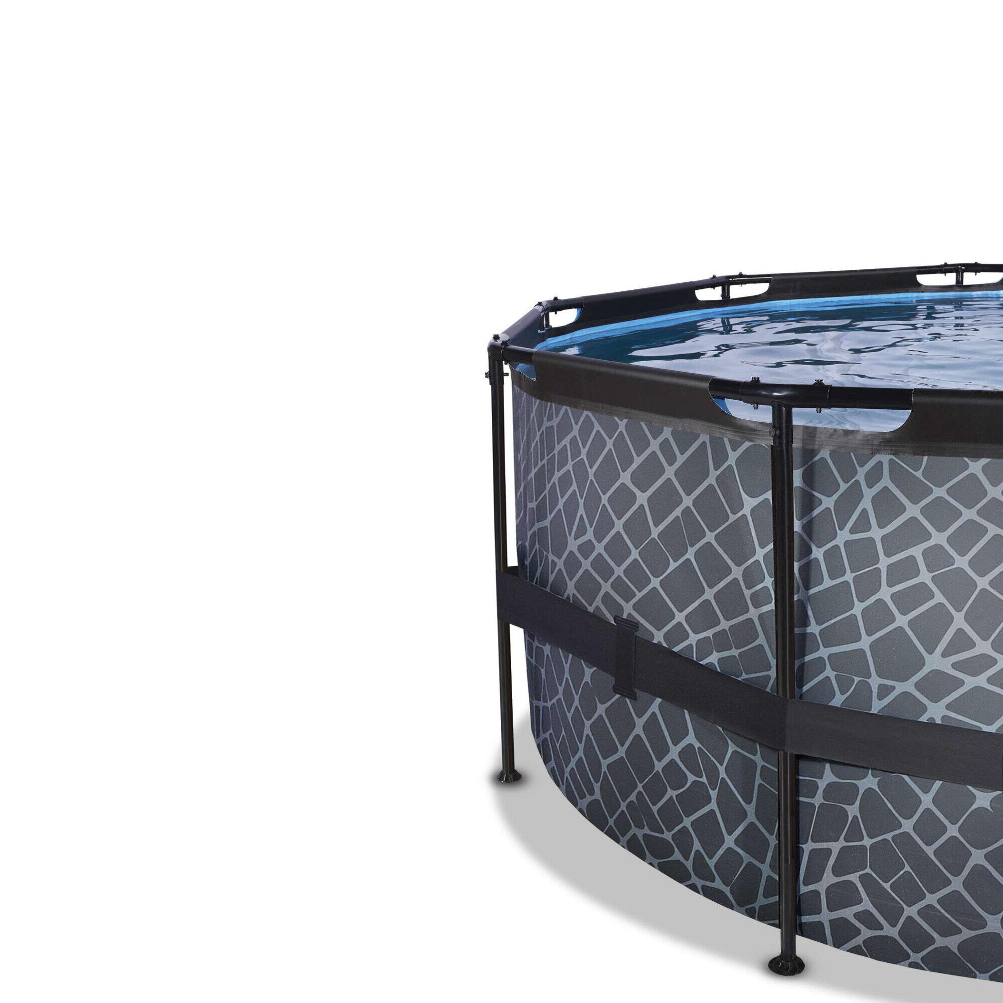 Piscina EXIT Stone ø427x122cm con pompa filtro a sabbia e copertura - grigio 4/7