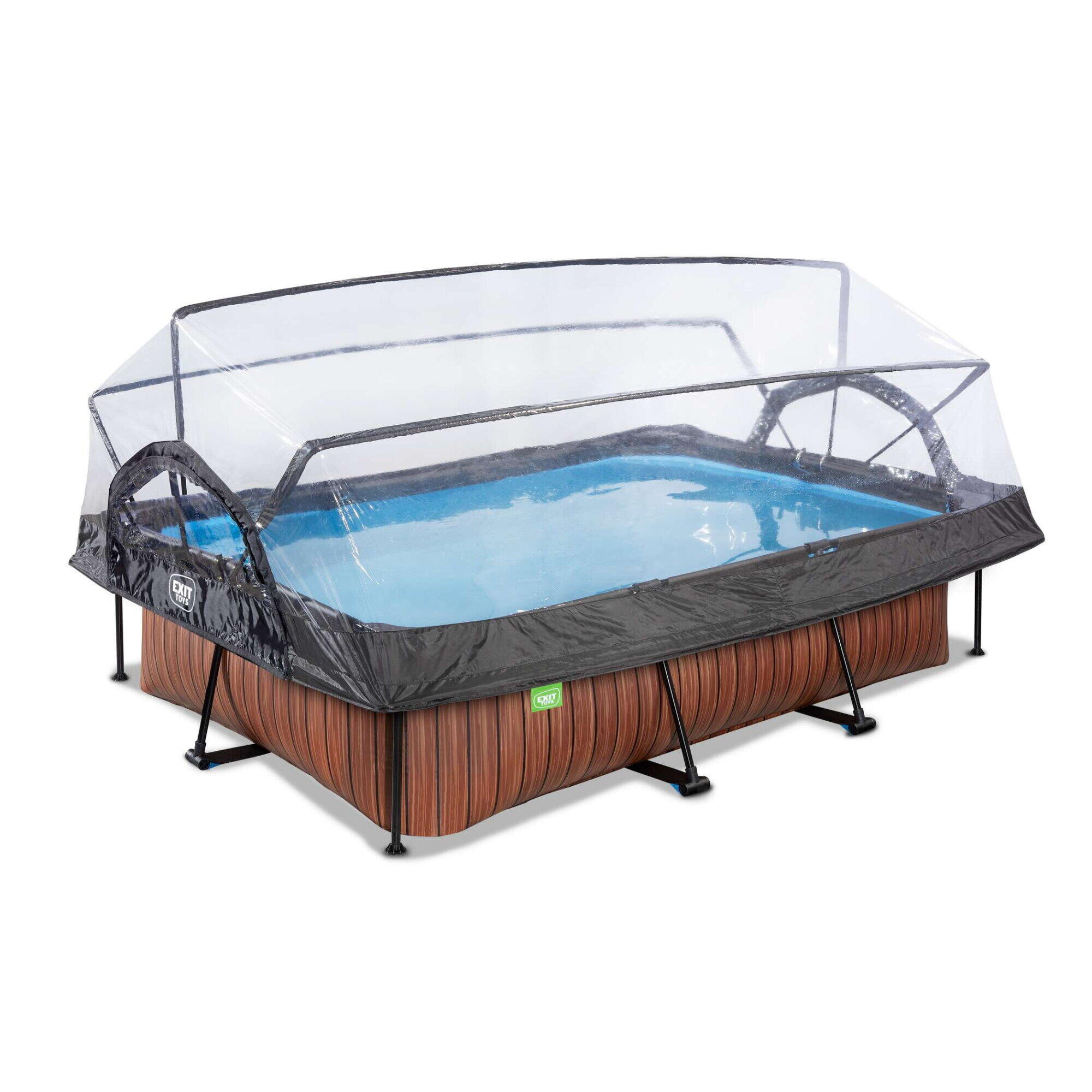 Piscina EXIT Wood 300x200x65cm con pompa filtro e copertura - marrone 2/7