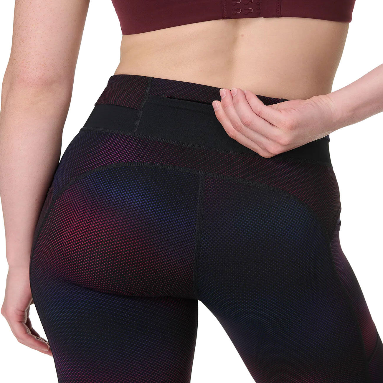 SWEATY BETTY Runner's High Leggings Broek RODE PIXEL FADE PRINT M 5/7