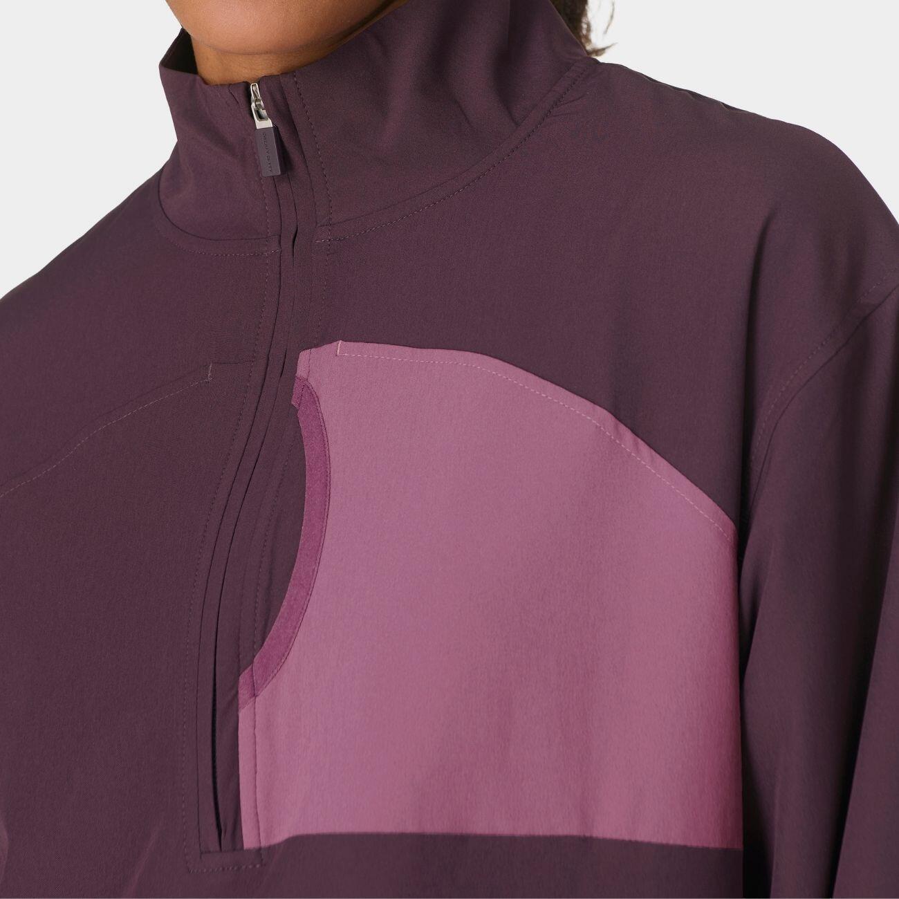 SWEATY BETTY Warm-Up Performance Fleece Halfzip Sportjas AUBERGINEPAARS M 5/7