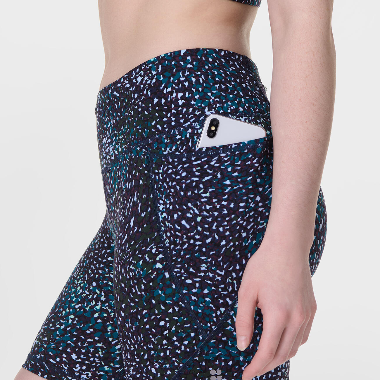 SWEATY BETTY Power Biker Shorts Sportshort BLAUWE AURORA PRINT XS 5/7