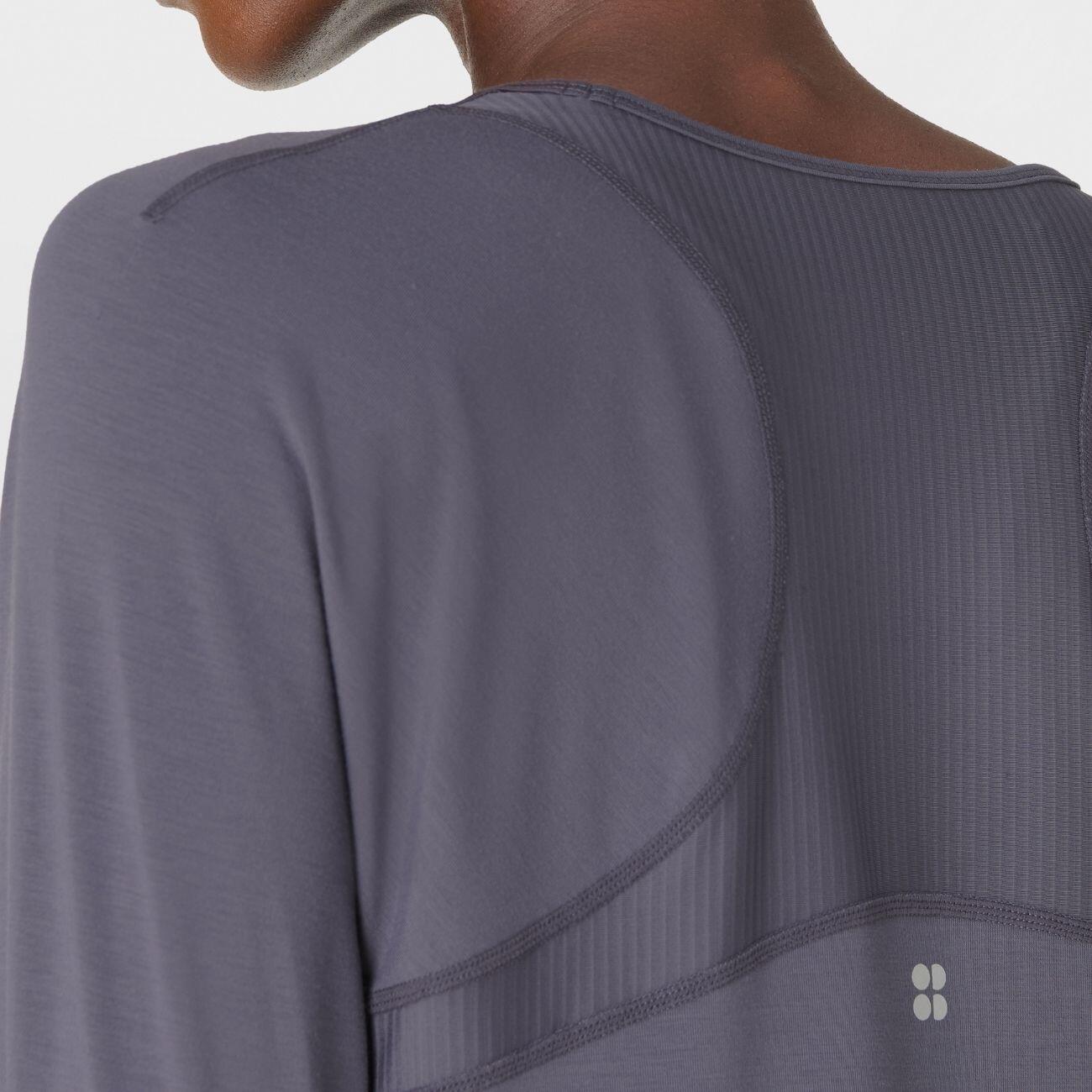 SWEATY BETTY Breathe Easy Mesh Long Sleeve Top T-shirt NEBULA BLUE M 5/7
