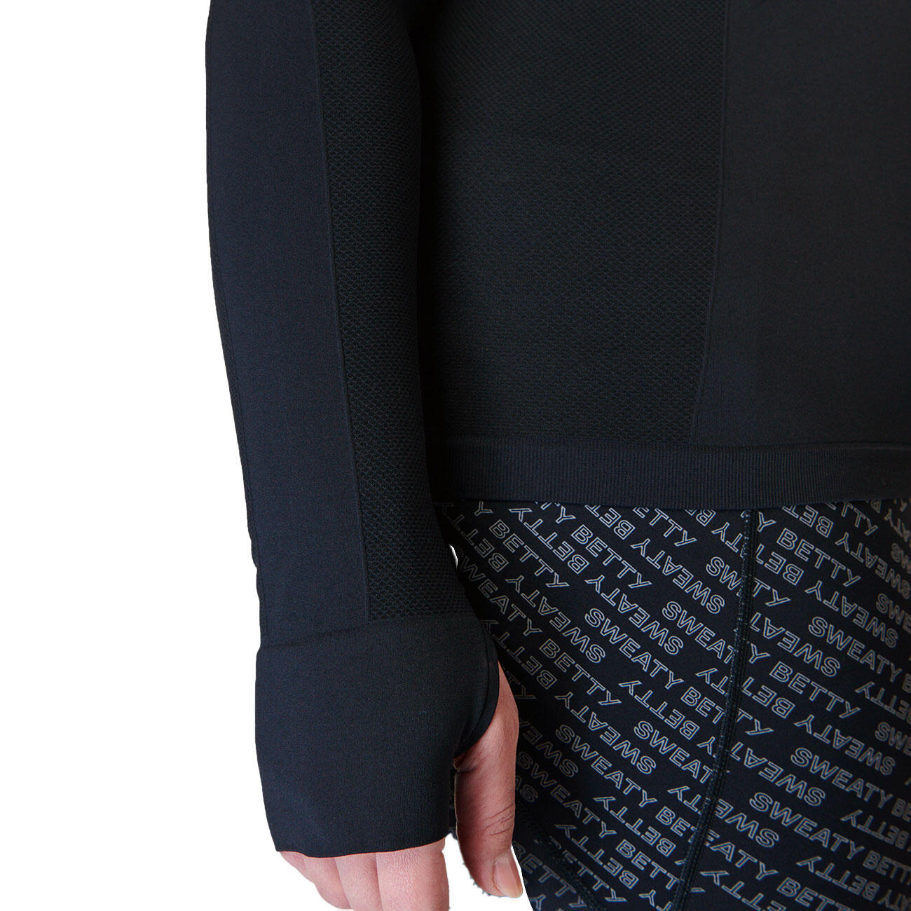 SWEATY BETTY Athlete Seamless Workout Long Sleeve Top T-shirt ZWART L 5/7