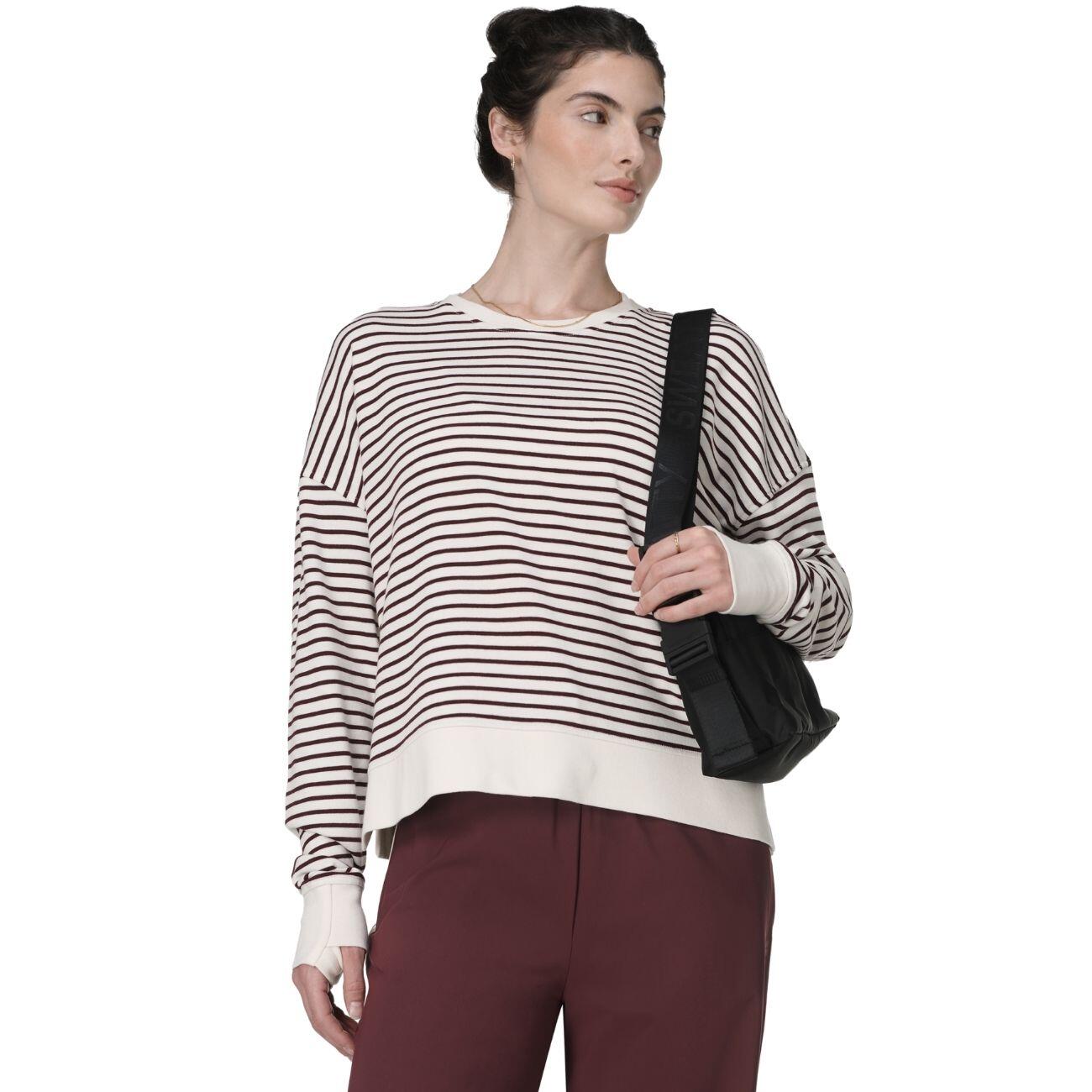 SWEATY BETTY Sweaty Betty After Class Crop Sweatshirt Trui OFFWHITE BORDEAUX 3/7