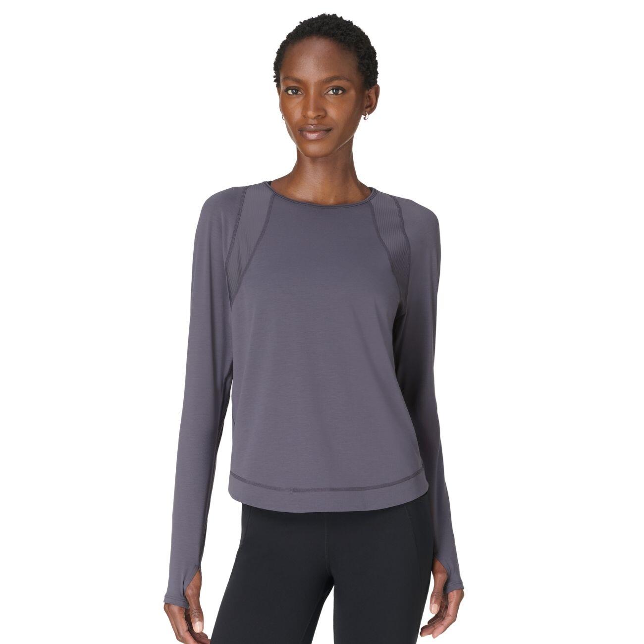 SWEATY BETTY Breathe Easy Mesh Long Sleeve Top T-shirt NEBULA BLUE M 2/7