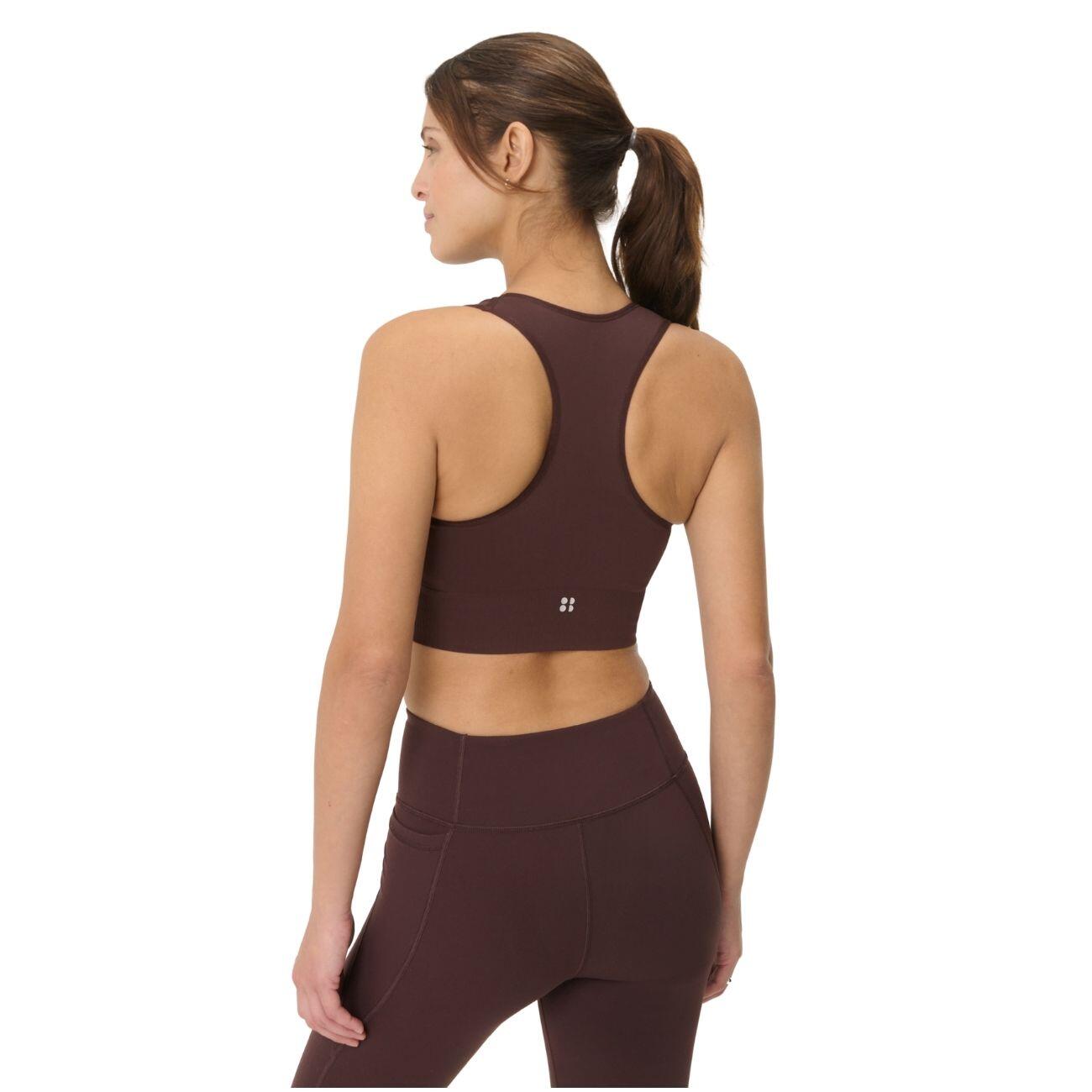 SWEATY BETTY Stamina Soft Touch Voop Bra Sportbeha DONKERBRUIN M 4/7