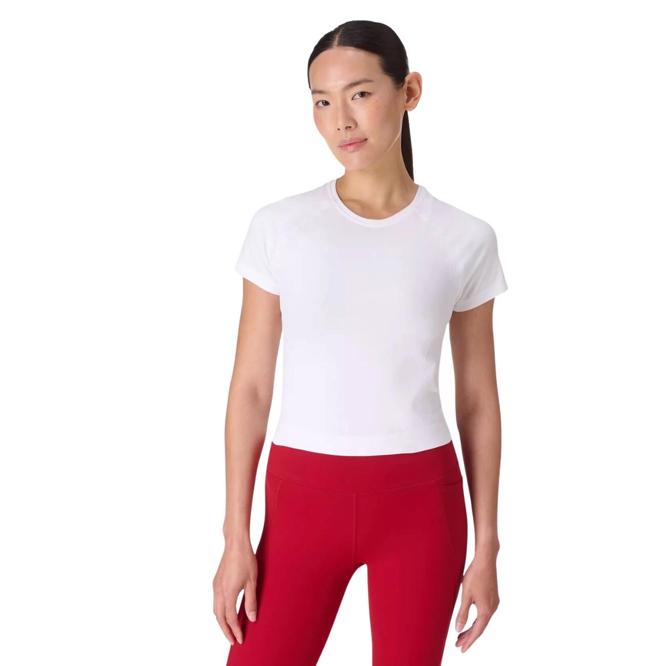 SWEATY BETTY Athlete Crop Seamless Workout T-Shirt T-shirt WIT XXL 2/7