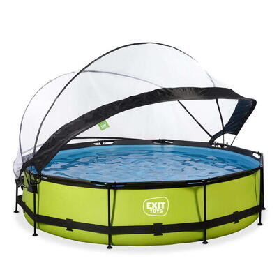 Zwembad outdoor kinderen lime rond op poten ø360cm met overkapping groen
