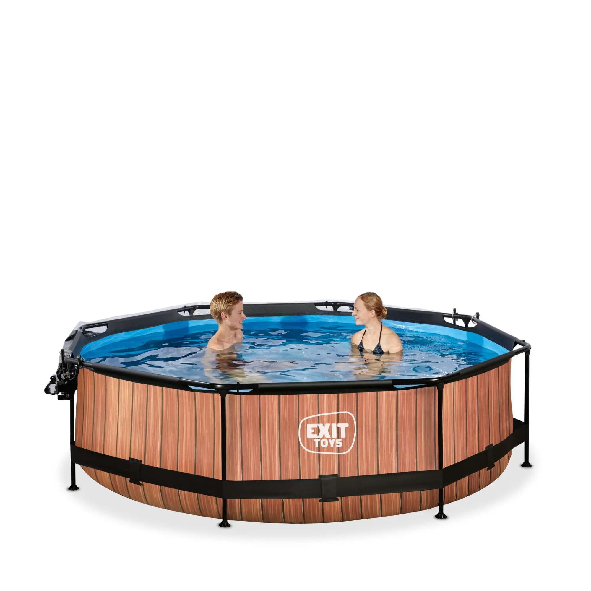 Piscine couverte Wood ø300x76cm avec pompe filtrante 7/7