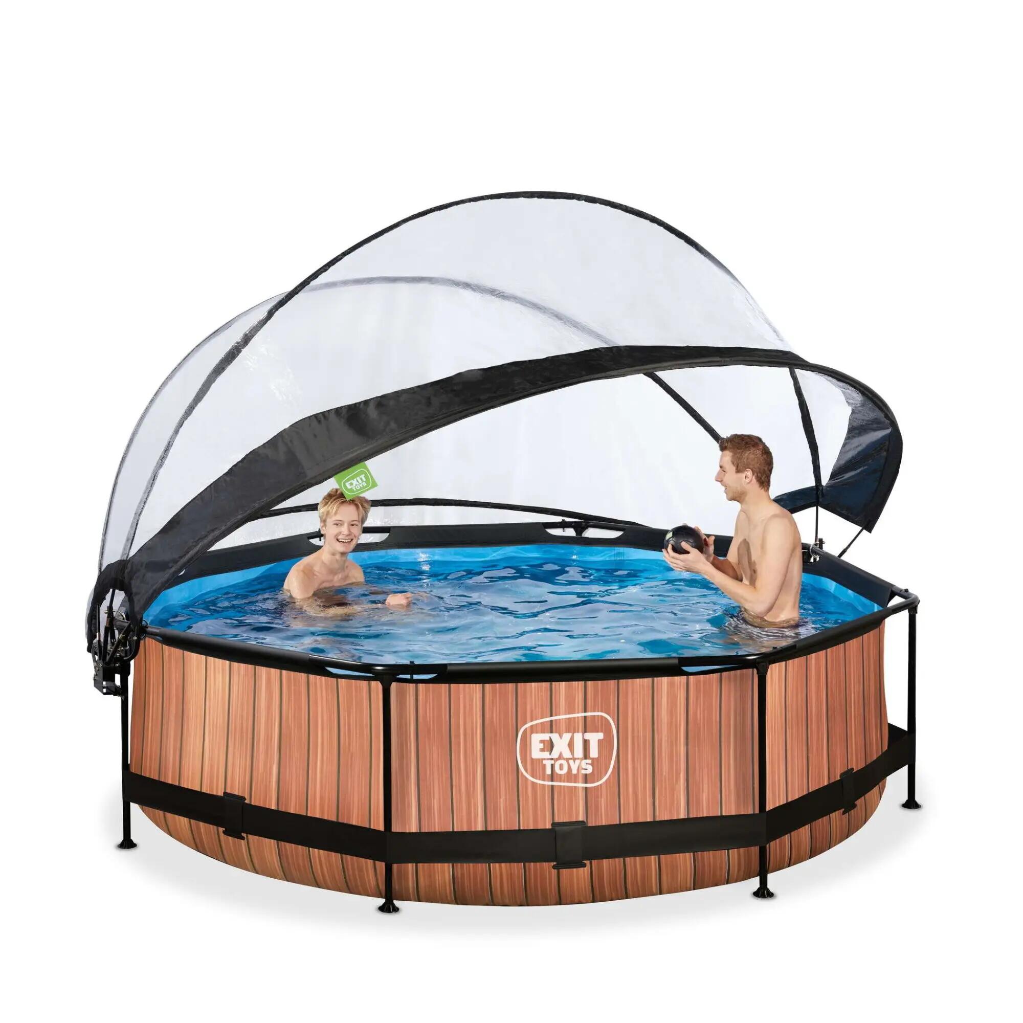 Piscine couverte Wood ø300x76cm avec pompe filtrante 6/7