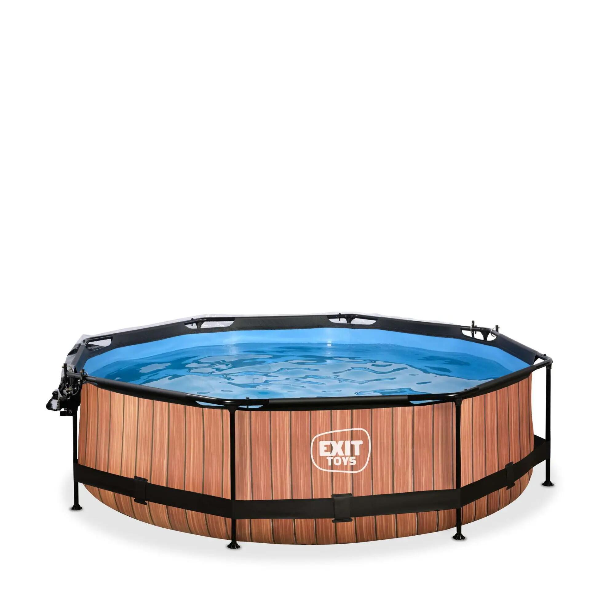 Piscine couverte Wood ø300x76cm avec pompe filtrante 3/7