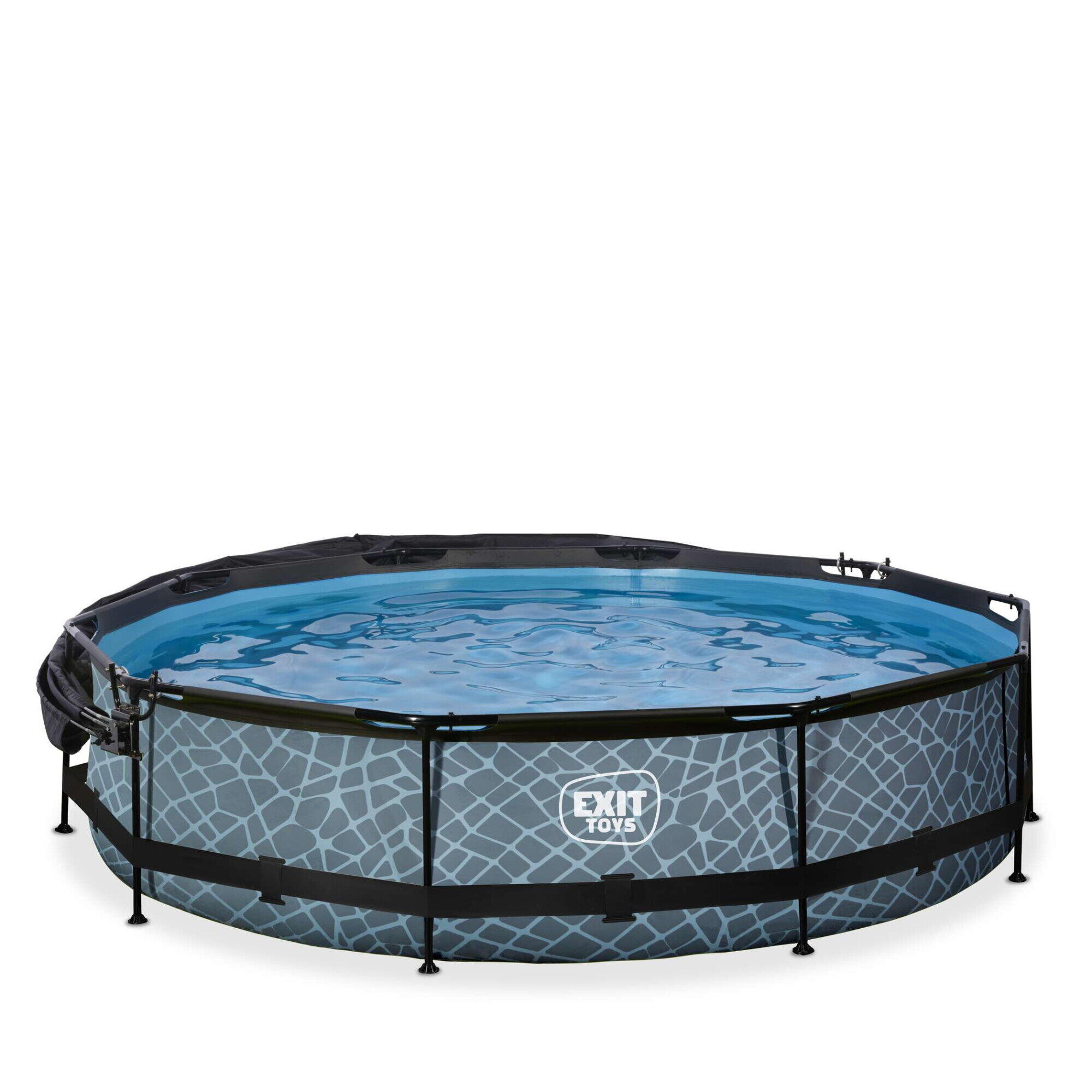 Piscine ø360x76cm avec voile d'ombrage et pompe filtrante 3/7