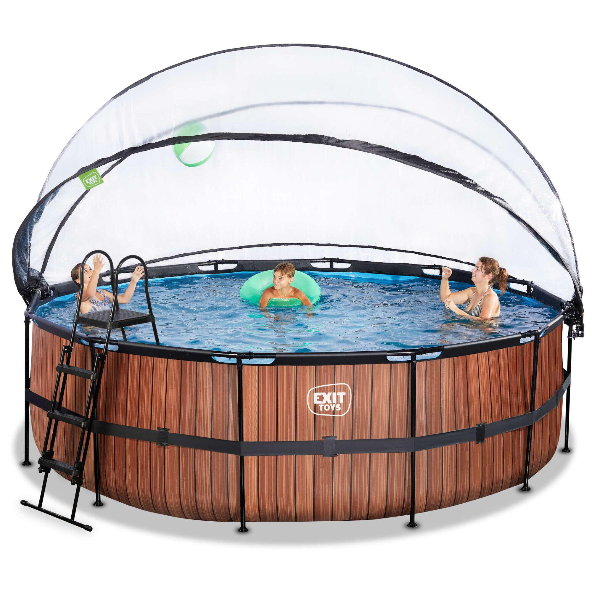 Piscina EXIT Wood ø450x122cm con pompa filtro a sabbia e copertura - marrone 7/7
