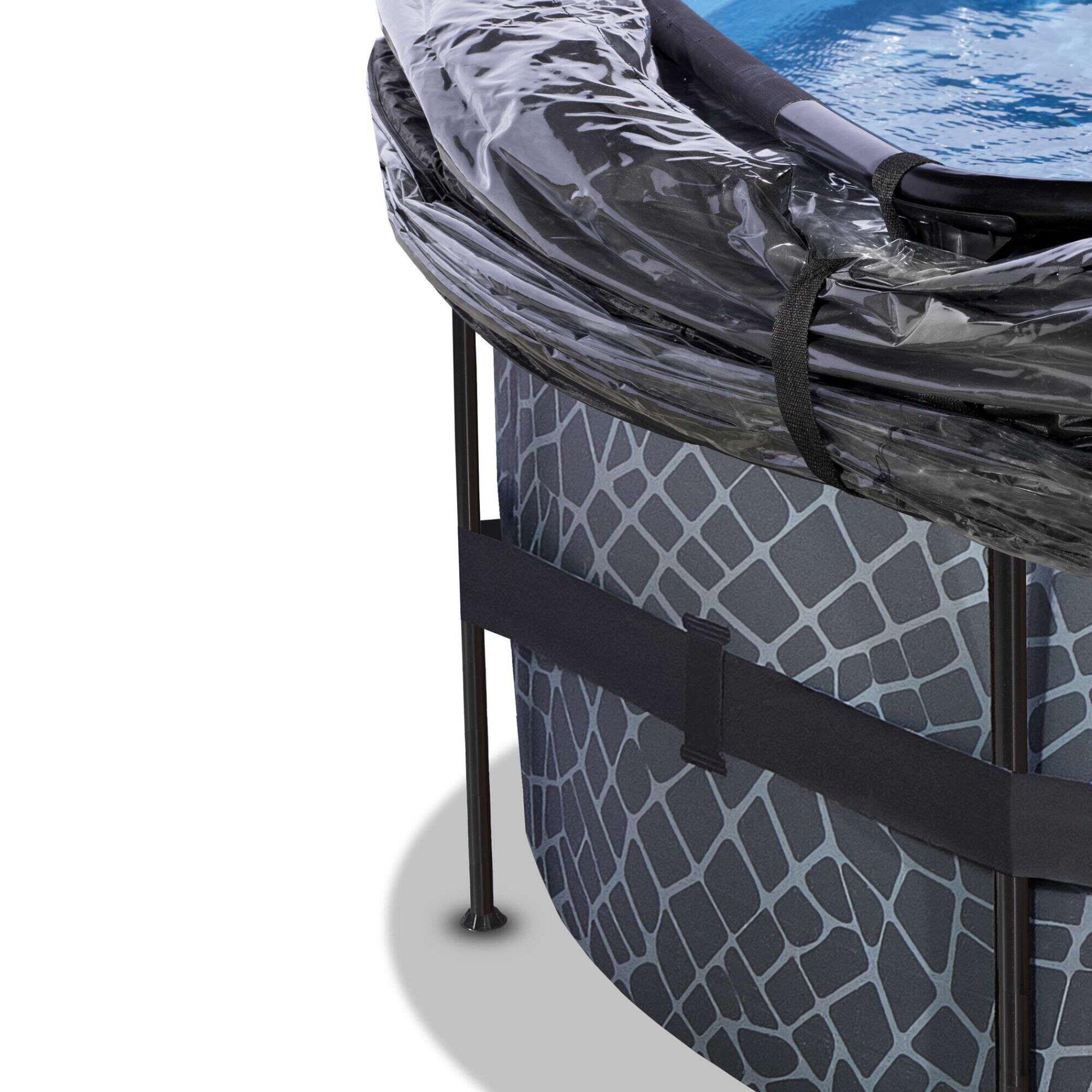 Piscina EXIT Stone ø427x122cm con pompa filtro a sabbia e copertura - grigio 5/7