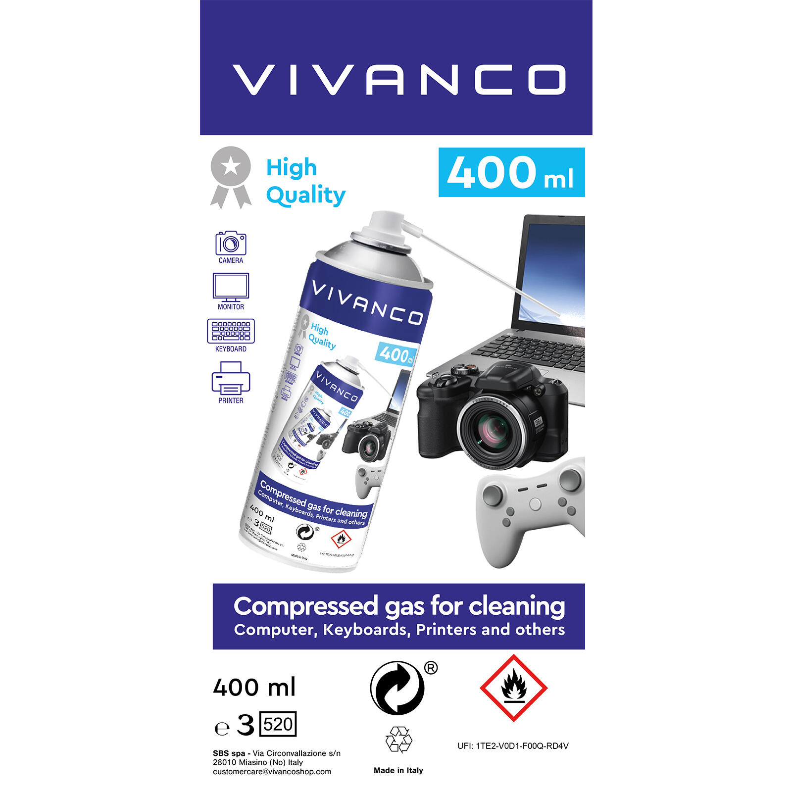 2 bombes de 400 ml de gaz comprimé pour le nettoyage du matériel de bureau 2/4