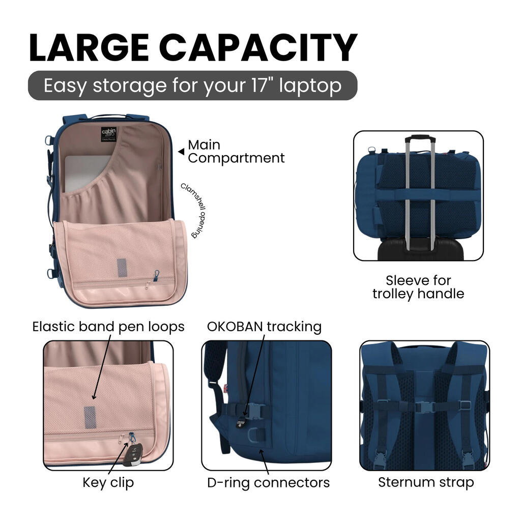 Classic Plus Backpack 42L, Padded Backpack with Chest Strap for Week-Long Trips