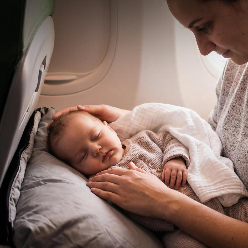 Pătuț pentru avion AirTraveller - Pernă de călătorie cu saltea - 0-2 ani