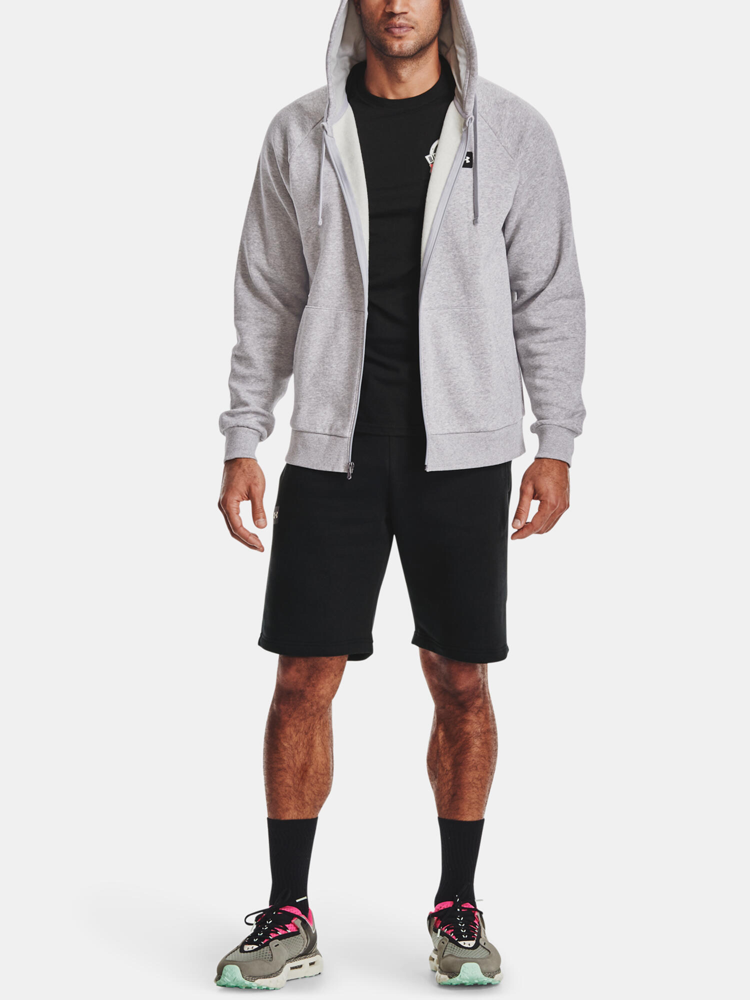 Heren Rival Fleece Full Zip Hoodie (Grijs) 6/6
