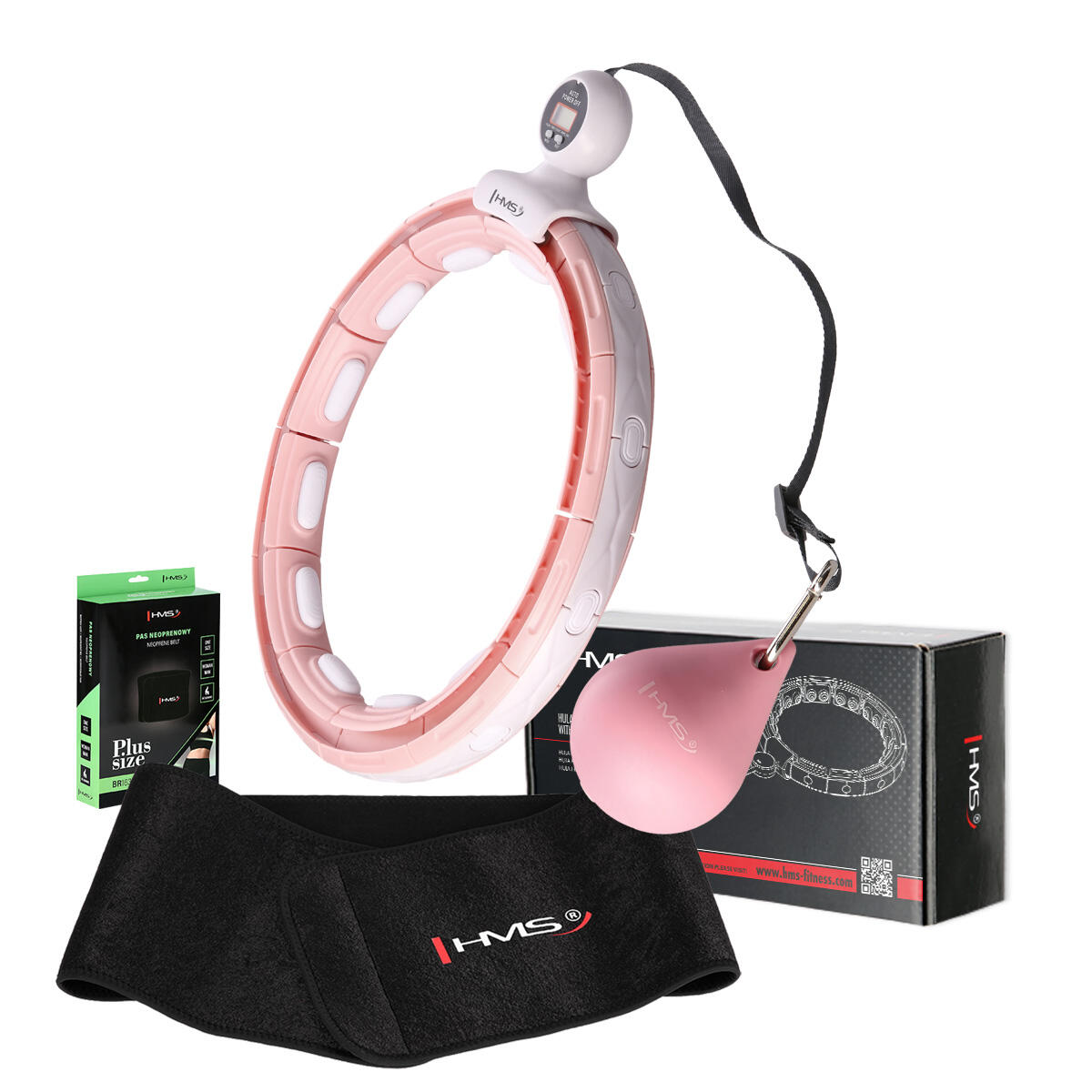 HMS Sada masážní hula hoop HHM15 a BR163 PLUS SIZE zeštíhlujícího pásu