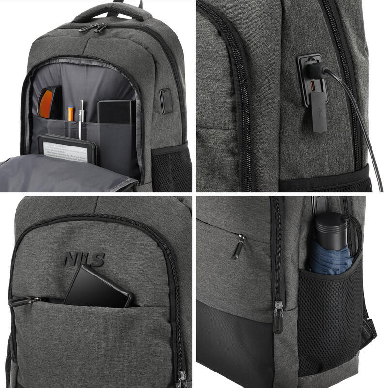 Rucsac urban pentru laptop 18 L cu porturi USB și USB-C NILS NC4503