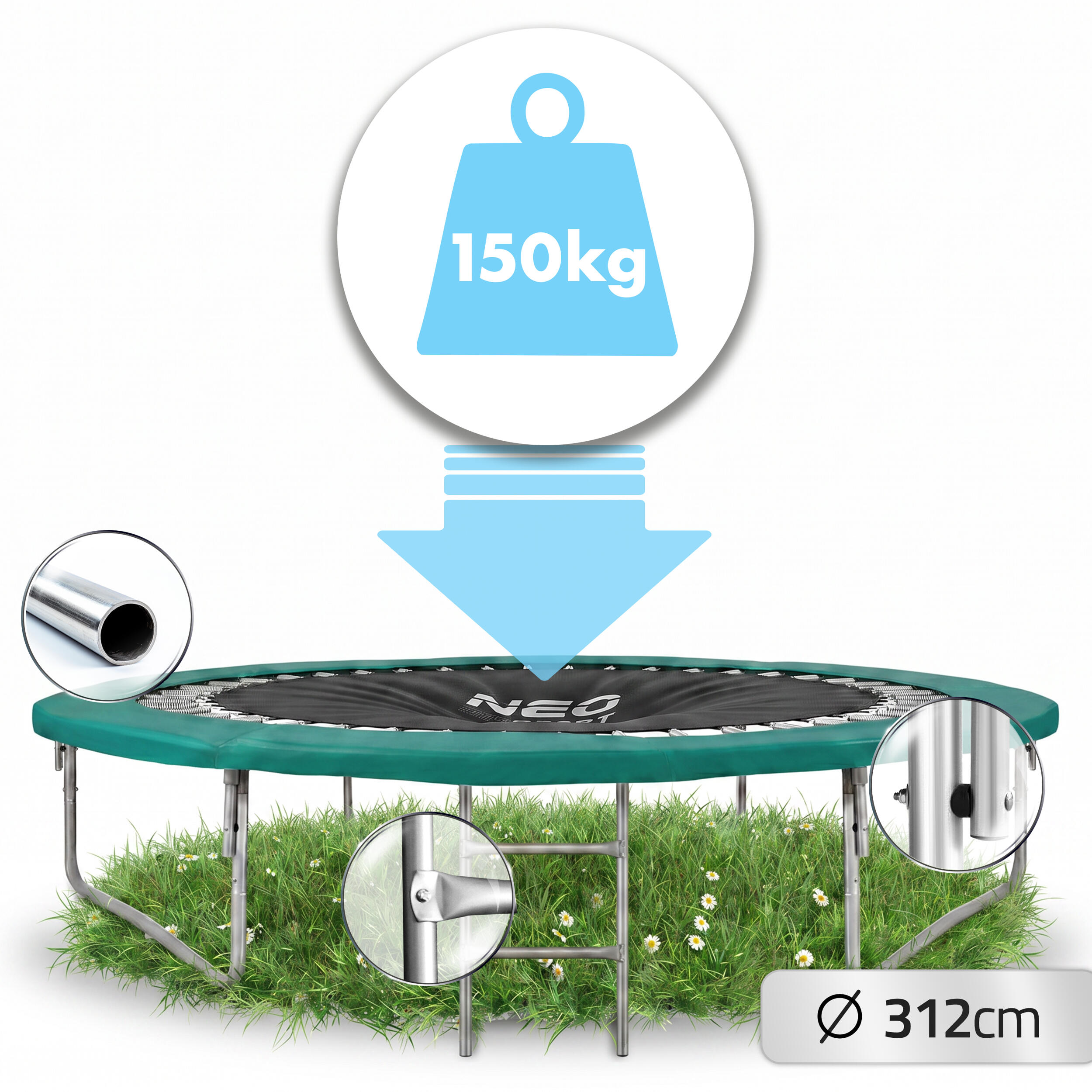Trampolina ogrodowa Neo-Sport  NS-10C181 Circle 10ft/312cm z siatką wewnętrzną 7/7