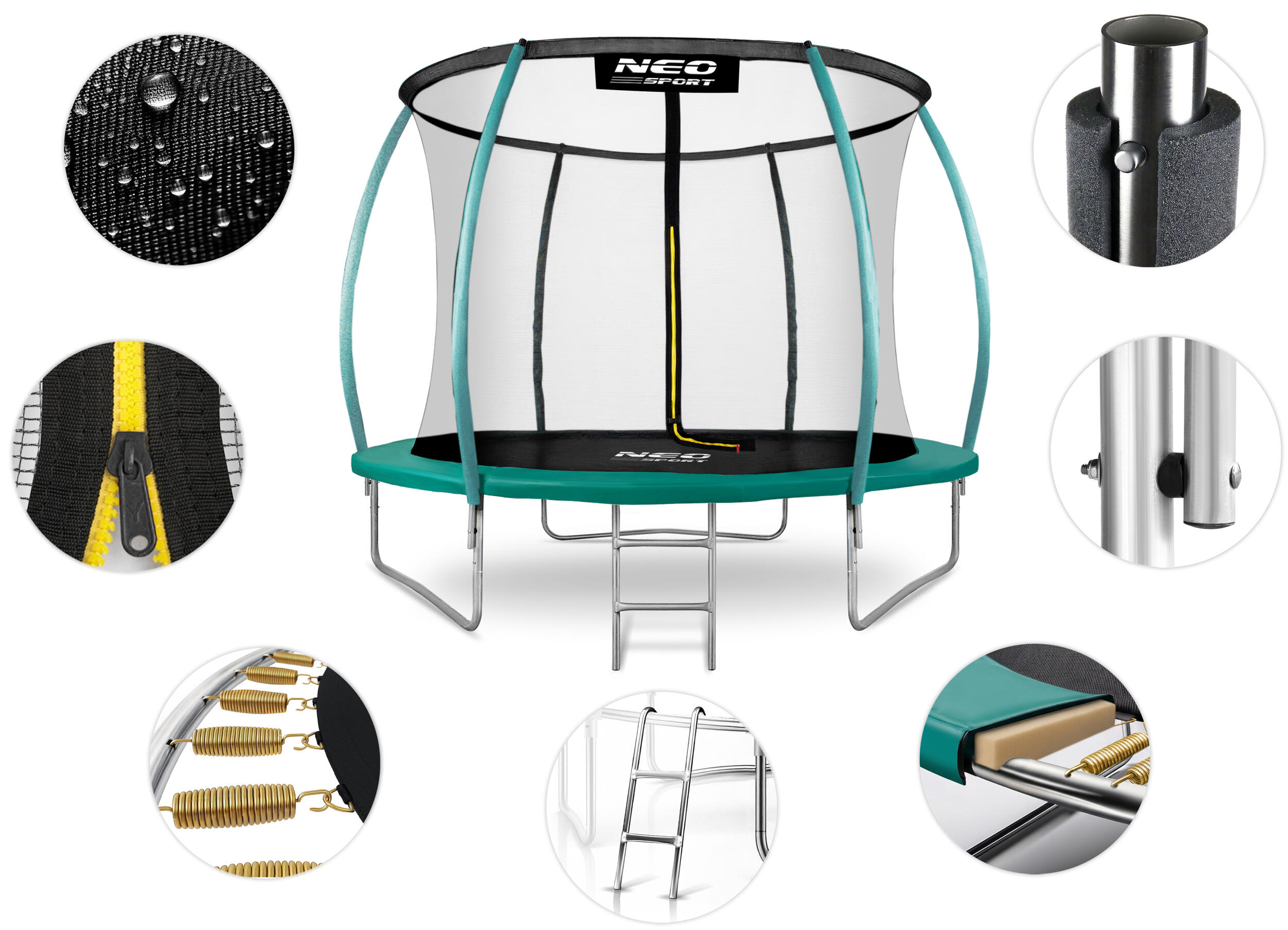 Trampolina ogrodowa Neo-Sport  NS-10C181 Circle 10ft/312cm z siatką wewnętrzną 5/7