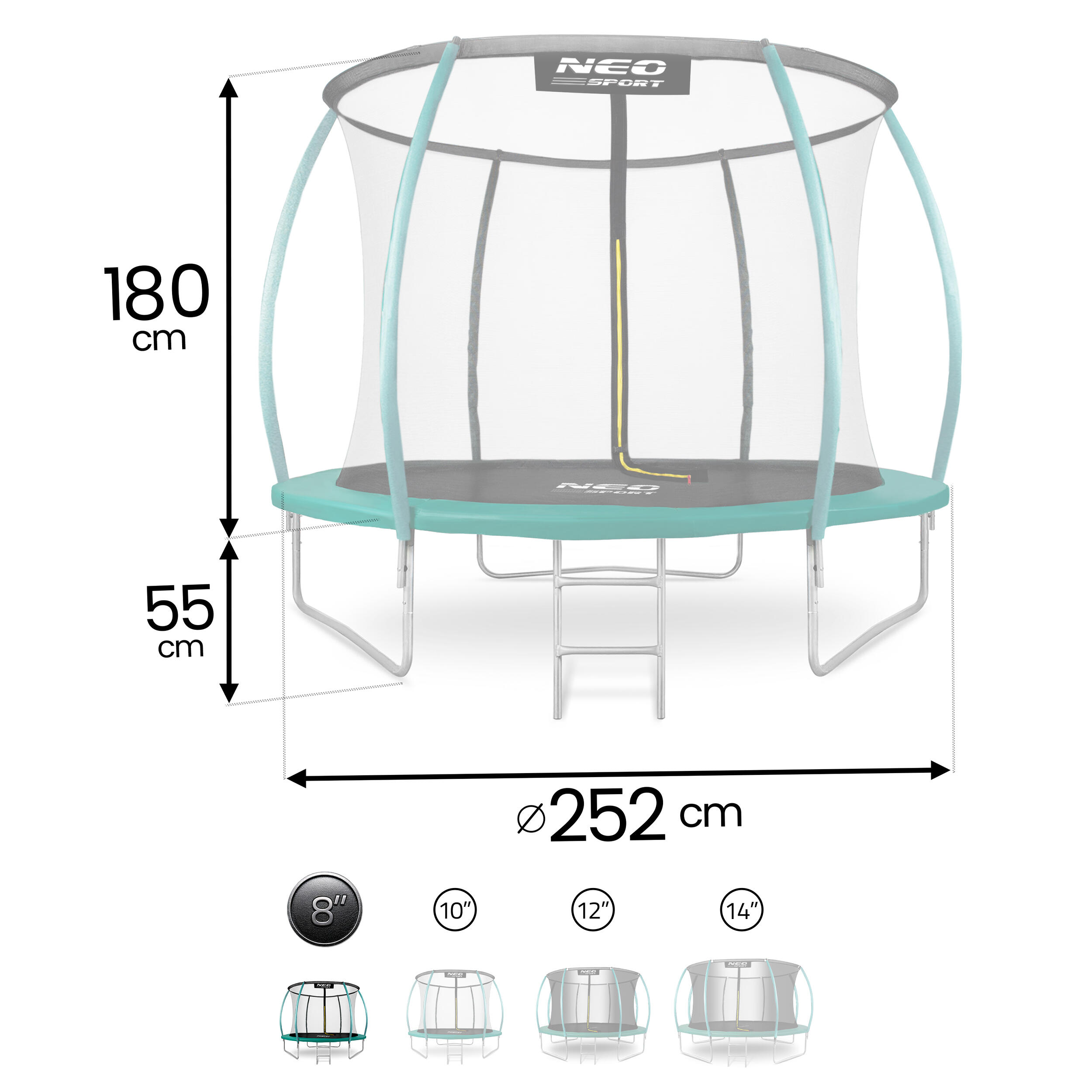 Kinder Gymnastik Trampolin Mit Sicherheitsnetz Und Leiter - Ns-08c181 grün 7/7