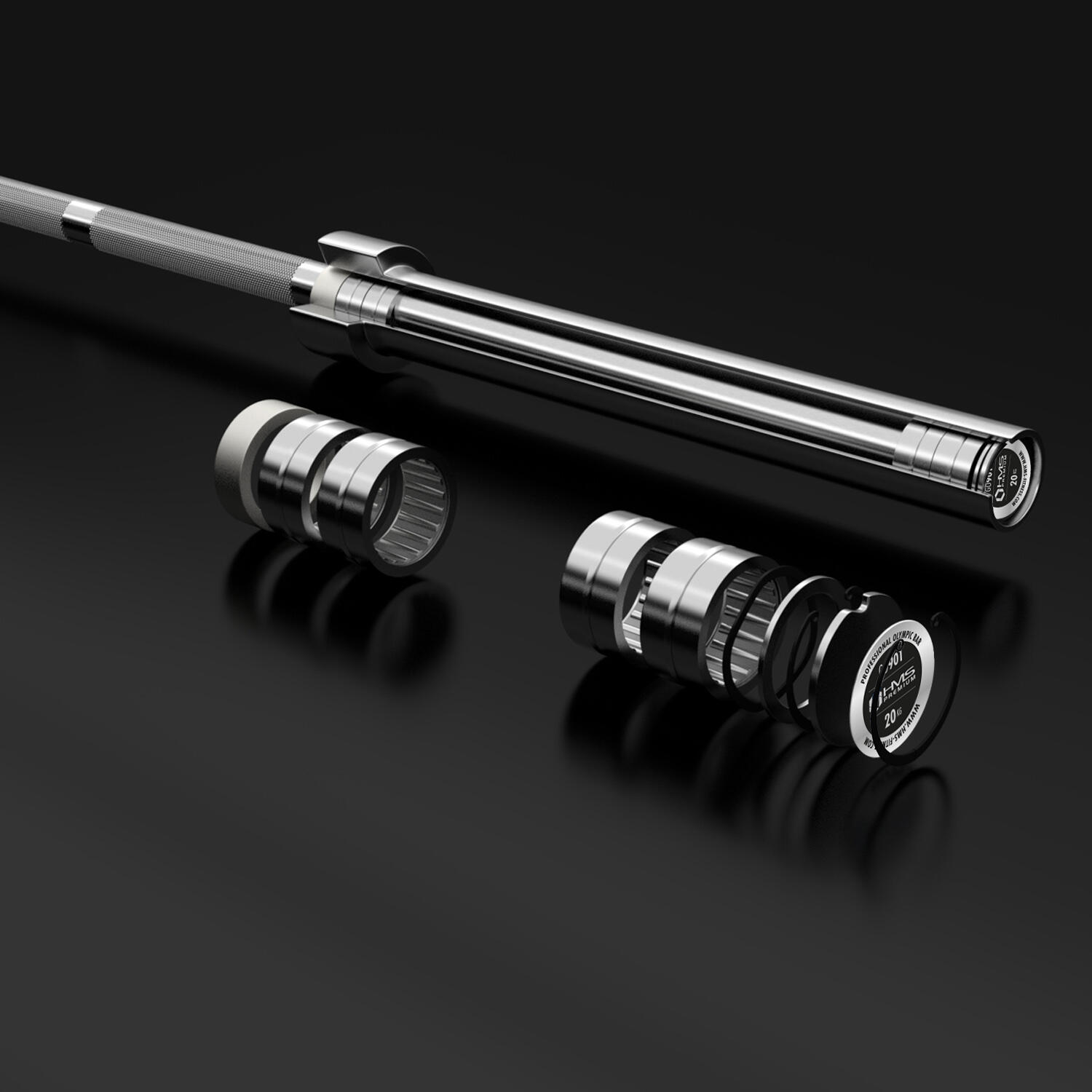 Gryf olimpijski 2200 mm GO901 + zaciski LOCK JAW ZG1500 SILVER HMS Premium 6/7