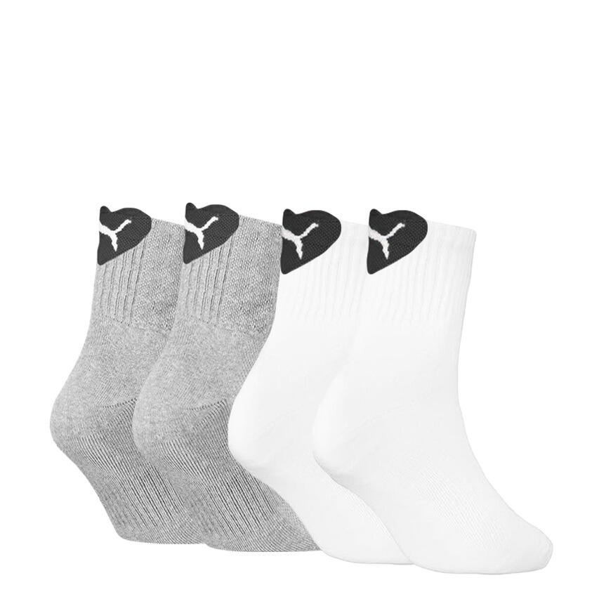 Multi-Sport Dames 4-Pack Halfhoge Sokken Heart Wit & Grijs Multi 2/2