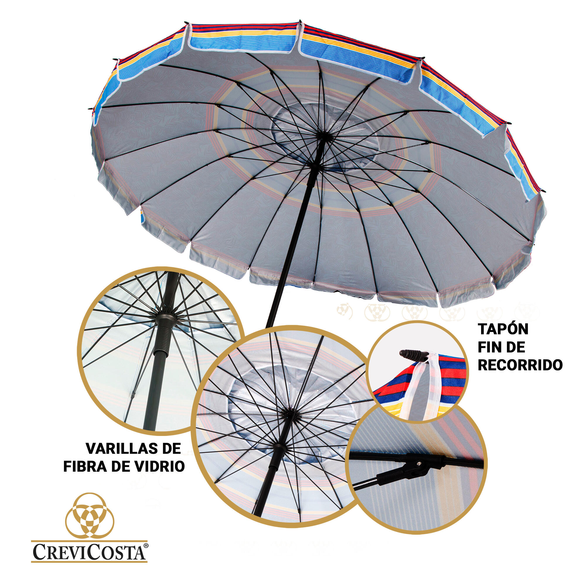 Sombrilla 240 cm NUEVO poste enroscador y colgador - CREVICOSTA Atlántica 5/6