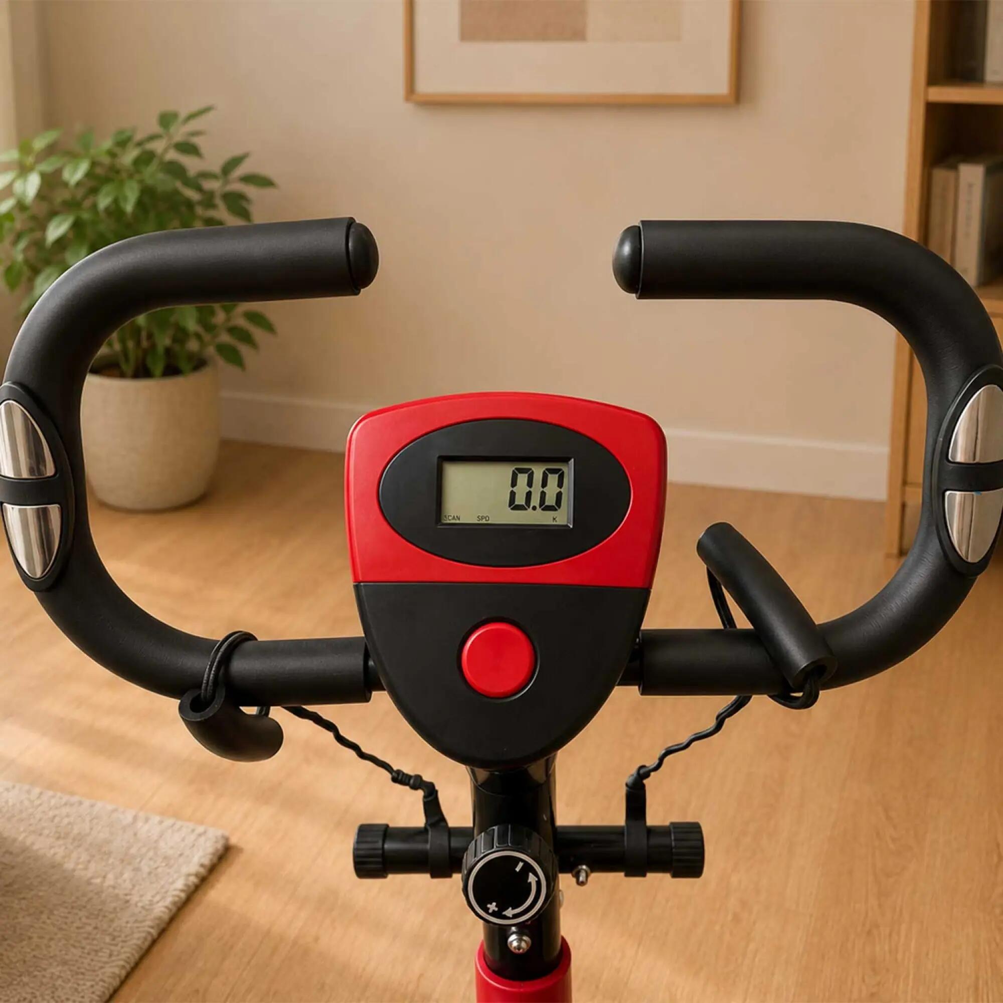 Bicicleta Fitness sport acasa TECHFIT BB350R culoare rosu, suporta 100 kg 4/6
