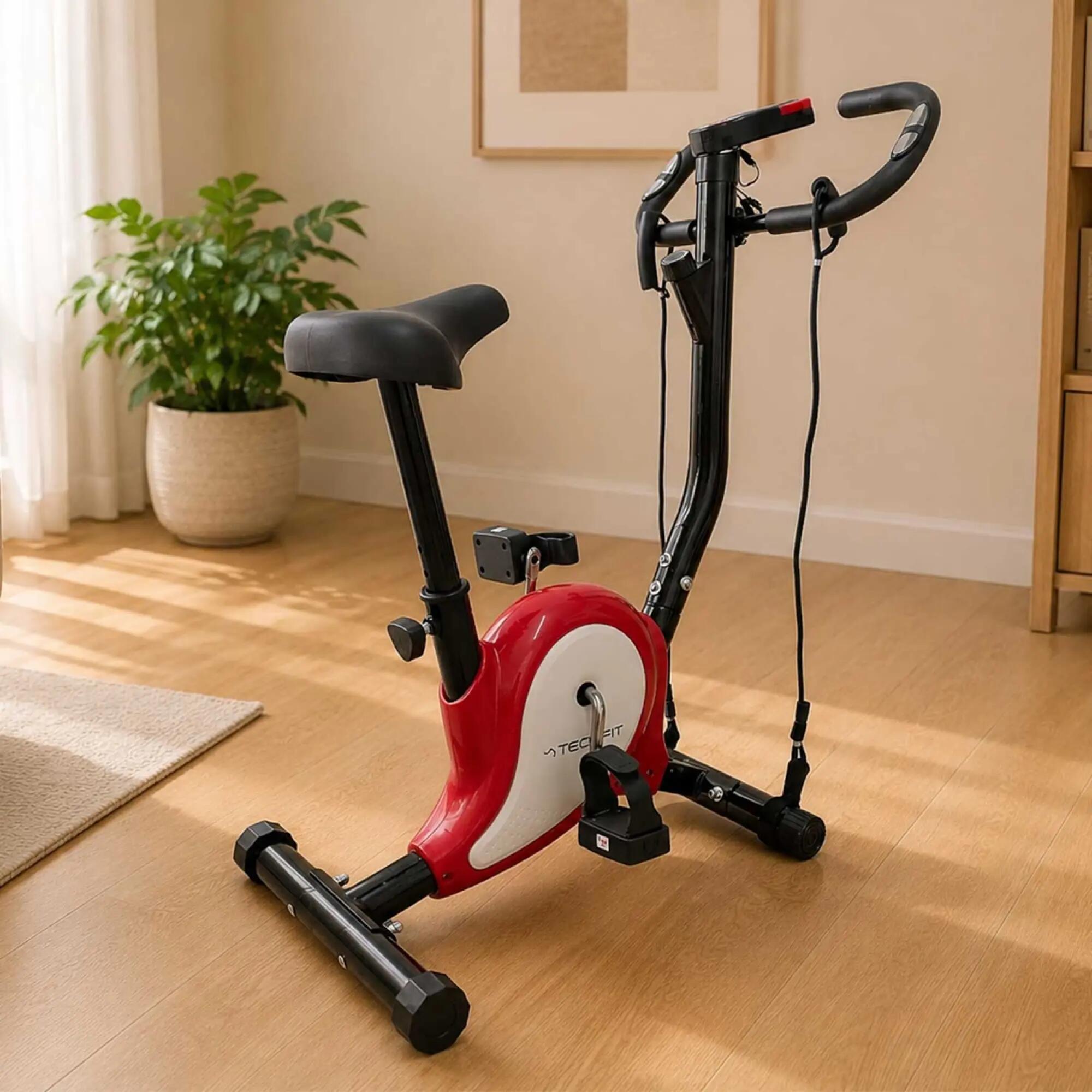 Bicicleta Fitness sport acasa TECHFIT BB350R culoare rosu, suporta 100 kg 3/6